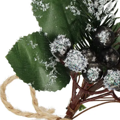 Vetvička s čiernymi jarabinami a šiškou 25cm, vianočné dekorácie