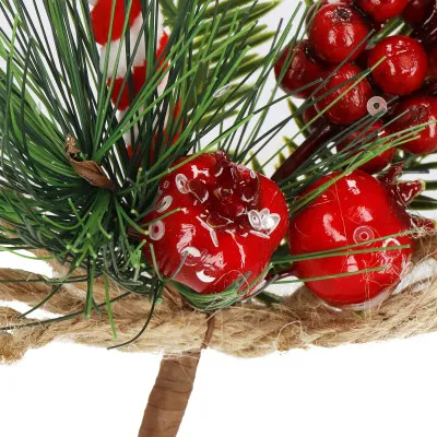 Vetvička s jarabinami a paličkou 24cm, vianočné dekorácie