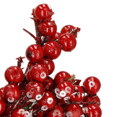 Vetvička s jarabinami a paličkou 24cm, vianočné dekorácie