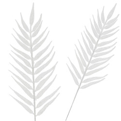 Vetvičky papradie 43cm biele sada 3ks, vianočné dekorácie