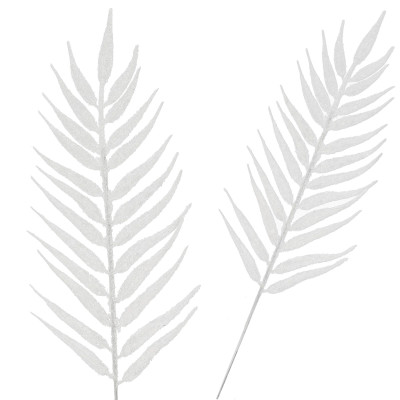 Vetvičky papradie 43cm biele sada 3ks, vianočné dekorácie