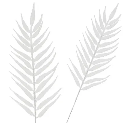 Vetvičky papradie 43cm biele sada 3ks, vianočné dekorácie