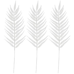 Vetvičky papradie 43cm biele sada 3ks, vianočné dekorácie