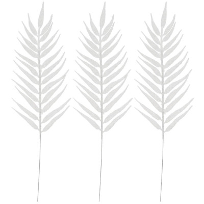Vetvičky papradie 43cm biele sada 3ks, vianočné dekorácie