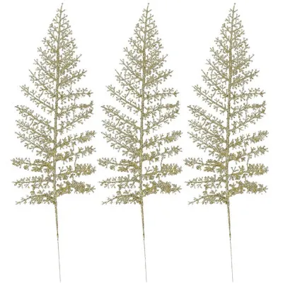 Vetvičky paprade 45cm zlaté sada 3ks, vianočné dekorácie