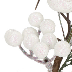 Vetvička s jarabinami a vtáčikom 25,5 cm, vianočné dekorácie