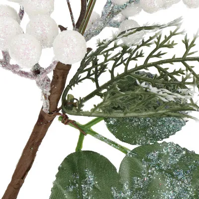 Vetvička s jarabinami a vtáčikom 25,5 cm, vianočné dekorácie