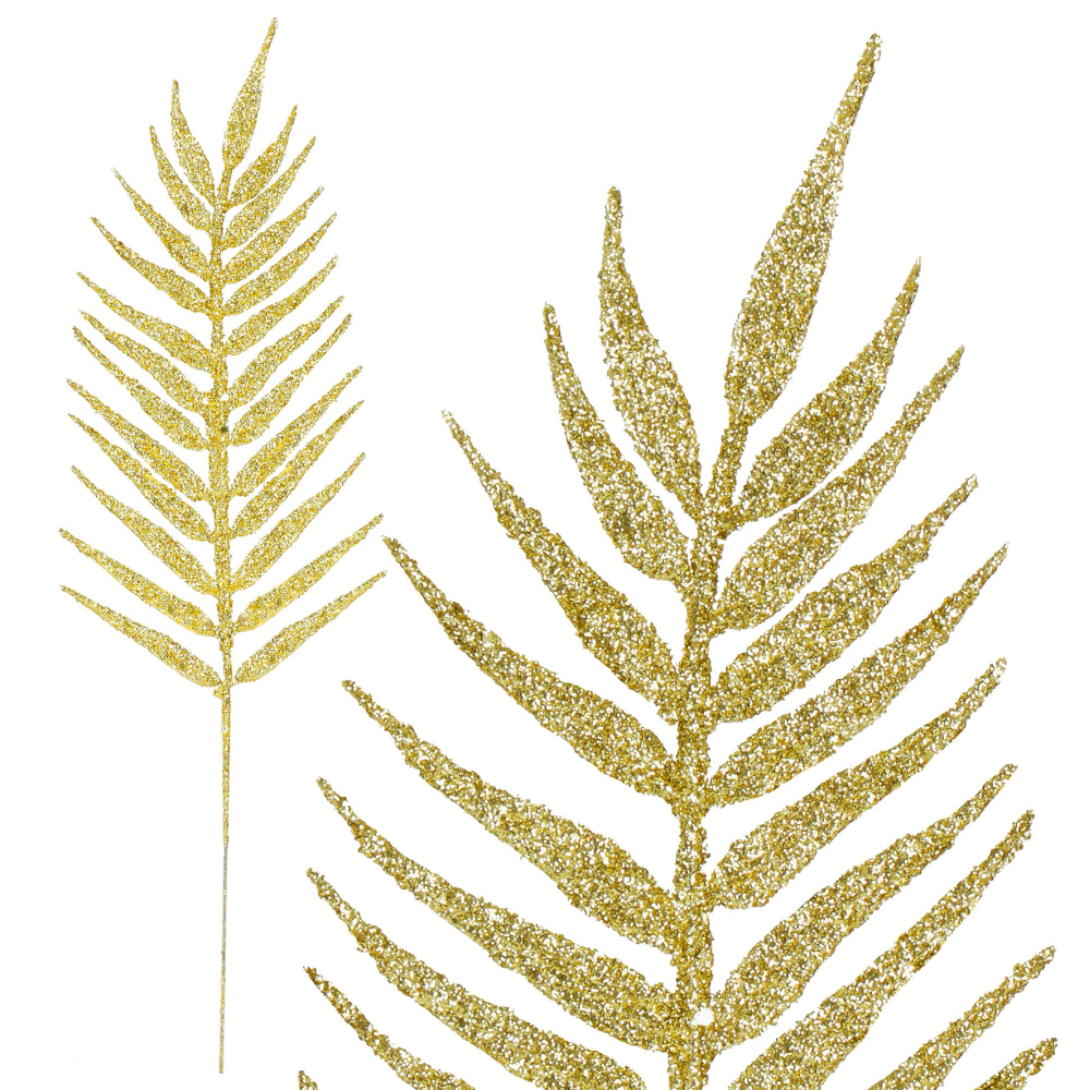 Vetvičky papradie 43cm zlaté sada 3ks, vianočné dekorácie