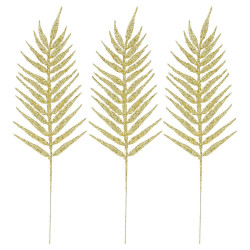 Vetvičky papradie 43cm zlaté sada 3ks, vianočné dekorácie