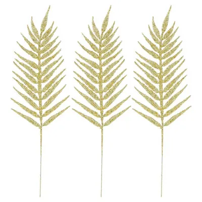 Vetvičky papradie 43cm zlaté sada 3ks, vianočné dekorácie