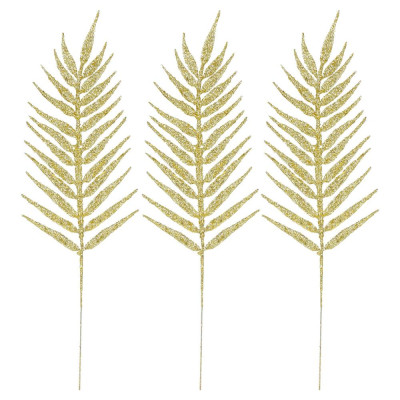 Vetvičky papradie 43cm zlaté sada 3ks, vianočné dekorácie