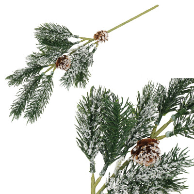 Vetvička jedľa so šiškami 34cm, vianočné dekorácie