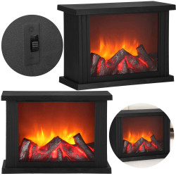 LED krb s efektom horiaceho dreva - 27,5 cm, 3xC, čierna