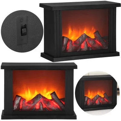 LED krb s efektom horiaceho dreva - 27,5 cm, 3xC, čierna