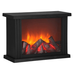 LED krb s efektom horiaceho dreva - 27,5 cm, 3xC, čierna