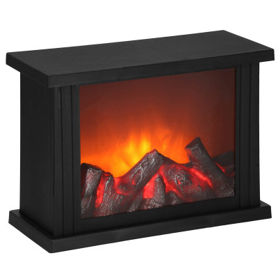 LED krb s efektom horiaceho dreva - 27,5 cm, 3xC, čierna