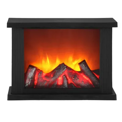 LED krb s efektom horiaceho dreva - 27,5 cm, 3xC, čierna