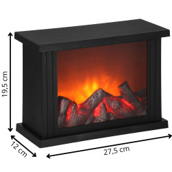 LED krb s efektom horiaceho dreva - 27,5 cm, 3xC, čierna