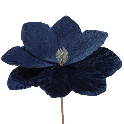 Magnólia na stonke 23x30cm modrá, vianočné dekorácie