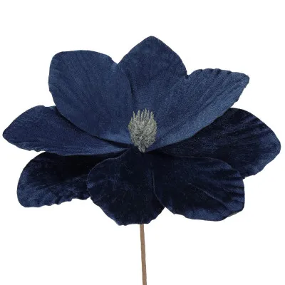 Magnólia na stonke 23x30cm modrá, vianočné dekorácie