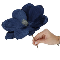 Magnólia na stonke 23x30cm modrá, vianočné dekorácie