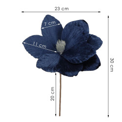 Magnólia na stonke 23x30cm modrá, vianočné dekorácie