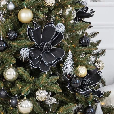 Lotos na stonke 42x74cm čierny, vianočné dekorácie