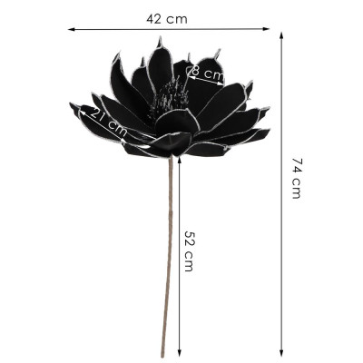 Lotos na stonke 42x74cm čierny, vianočné dekorácie