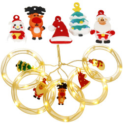 LED svetelný záves krúžky - 3x0,8m, 110LED, 8 funkcií, USB, IP44, teplá biela