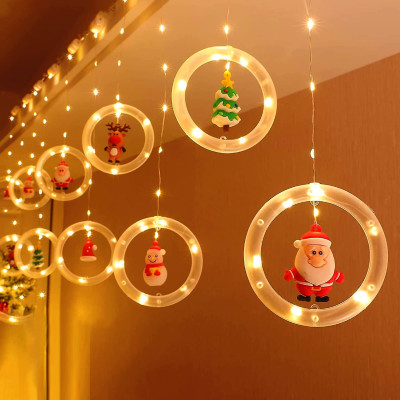 LED svetelný záves krúžky - 3x0,8m, 110LED, 8 funkcií, USB, IP44, teplá biela