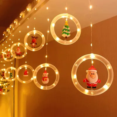 LED svetelný záves krúžky - 3x0,8m, 110LED, 8 funkcií, USB, IP44, teplá biela