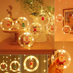 LED svetelný záves krúžky - 3x0,8m, 110LED, 8 funkcií, USB, IP44, teplá biela