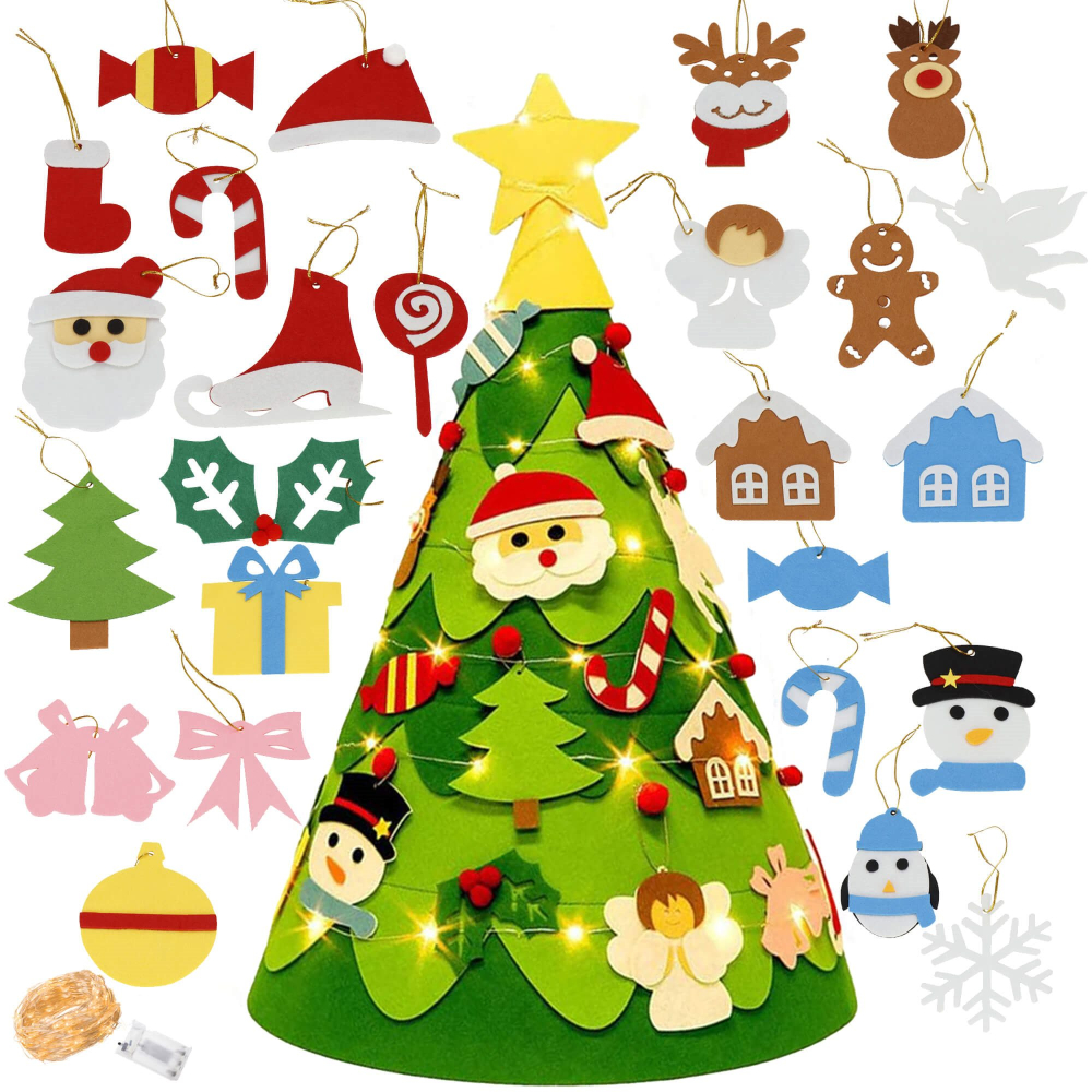 Svietiaci stromček s ozdobami pre deti 75x55cm, vianočné dekorácie