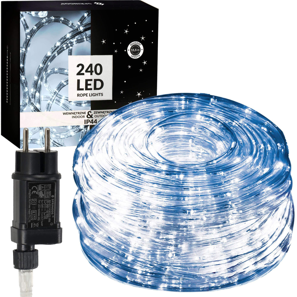 LED svetelná hadica - 10m, 240LED, 8 funkcií, pamäť, IP44, studená biela