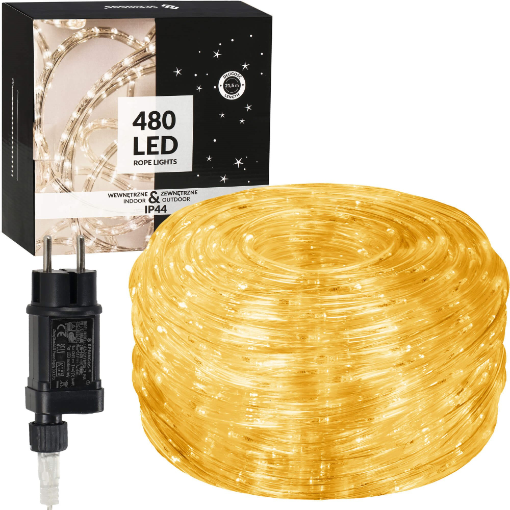 LED svetelná hadica - 20m, 480LED, 8 funkcií, pamäť, IP44, teplá biela