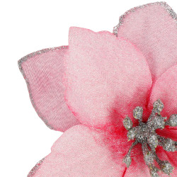 Vianočná hviezda s klipom 12,5 cm ružová, vianočná ozdoba