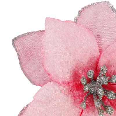 Vianočná hviezda s klipom 12,5 cm ružová, vianočná ozdoba