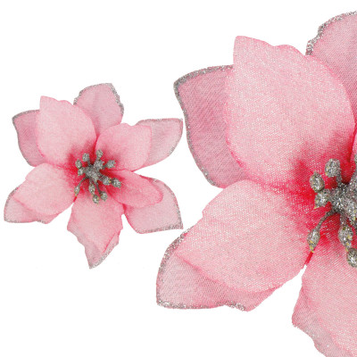 Vianočná hviezda s klipom 12,5 cm ružová, vianočná ozdoba