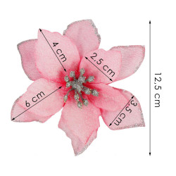 Vianočná hviezda s klipom 12,5 cm ružová, vianočná ozdoba