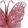 Trblietavý motýľ 16x12, 5cm ružový, vianočná ozdoba