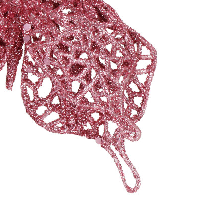 Trblietavý motýľ 16x12, 5cm ružový, vianočná ozdoba