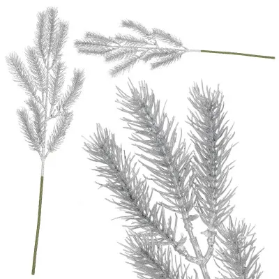 Umelá vetvička jedľa 47cm strieborná, vianočné dekorácie