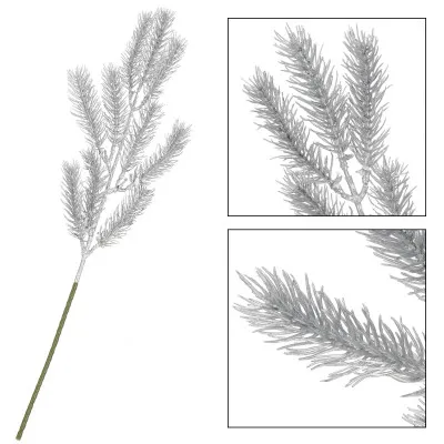 Umelá vetvička jedľa 47cm strieborná, vianočné dekorácie