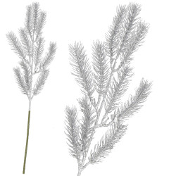 Umelá vetvička jedľa 47cm strieborná, vianočné dekorácie
