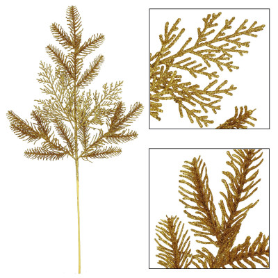 Umelá vetvička smreka 69cm zlatá, vianočné dekorácie