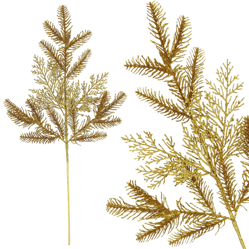 Umelá vetvička smreka 69cm zlatá, vianočné dekorácie