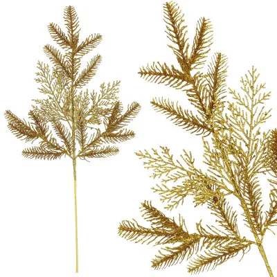 Umelá vetvička smreka 69cm zlatá, vianočné dekorácie