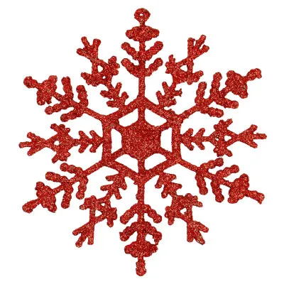 Snehové vločky s trblietkami 12cm červené sada 3ks, vianočné ozdoby