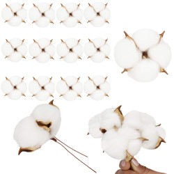 Kvety bavlny 5cm prírodná sada 12ks, vianočné dekorácie