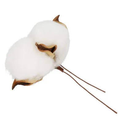 Kvety bavlny 5cm prírodná sada 12ks, vianočné dekorácie